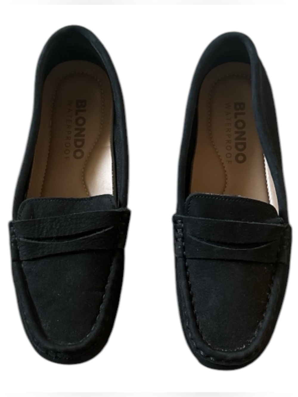 Blondo blue suede leather shellby penny loafer slipon waterproof shoes 6.5